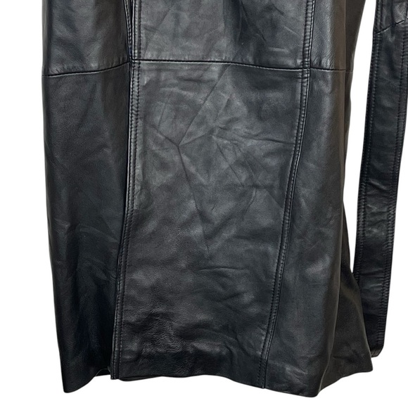 Vintage 90s Y2K Long Black Belted Leather Trench Coat With Removable Liner L/XL - Picture 10 of 15